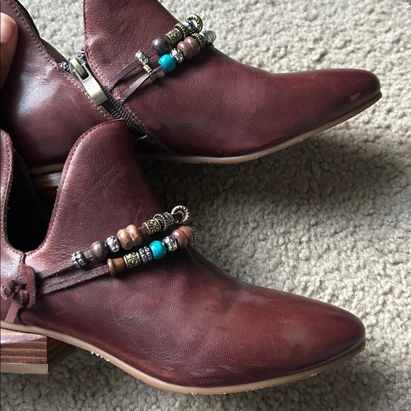 Antelope Red Brown Ankle Boots with Beaded Accents - Picture 8 of 11